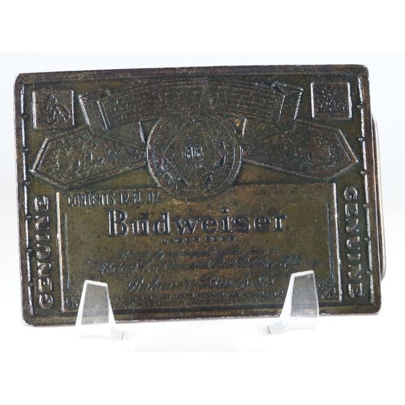 Belt Buckle Budweiser Beer 1970s Solid Brass Buckle Vintage - Picture 1 of 3